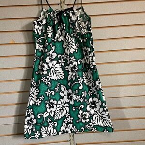 Island Candy‎ Green White Floral Hawaiian Muumuu Dress Style T02079 XL